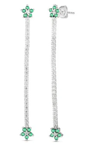 Sphera Milano Cubic Zirconia Flower Linear Drop Earrings In Metallic