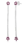 Sphera Milano Cubic Zirconia Flower Linear Drop Earrings In Metallic