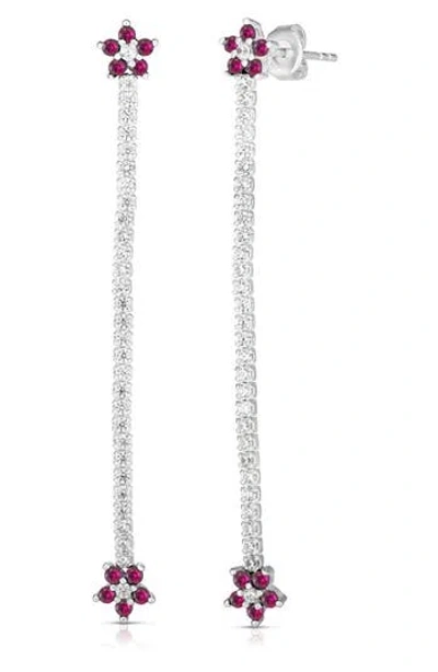 Sphera Milano Cubic Zirconia Flower Linear Drop Earrings In Metallic