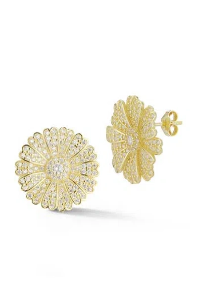 Sphera Milano Cubic Zirconia Flower Stud Earrings In Gold