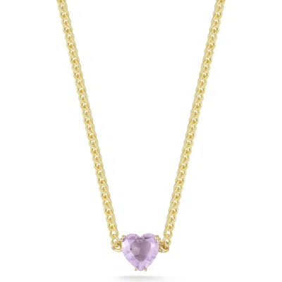 Sphera Milano Cubic Zirconia Heart Curb Chain Necklace In Multi