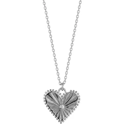 Sphera Milano Cubic Zirconia Heart Pendant Necklace In Metallic
