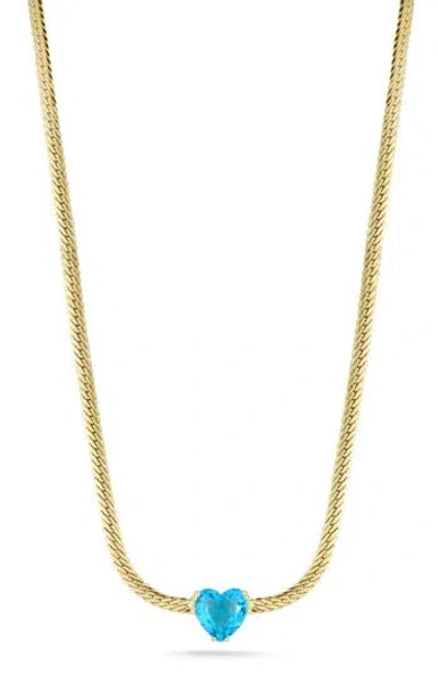 Sphera Milano Cubic Zirconia Heart Snake Chain Necklace In Gold