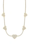 Sphera Milano Cubic Zirconia Heart Station Tennis Necklace In Gold