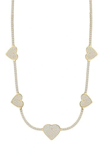 SPHERA MILANO SPHERA MILANO CUBIC ZIRCONIA HEART STATION TENNIS NECKLACE