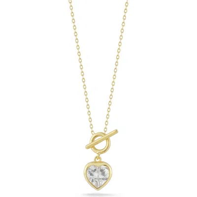 Sphera Milano Cubic Zirconia Heart Toggle Pendant Necklace In Gold