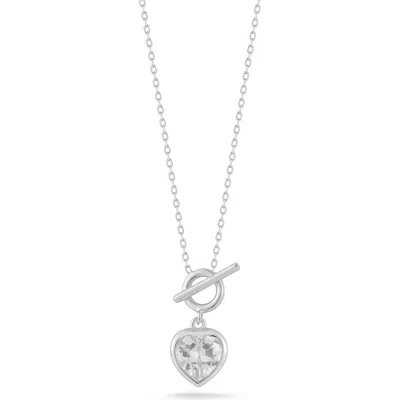 Sphera Milano Cubic Zirconia Heart Toggle Pendant Necklace In Metallic