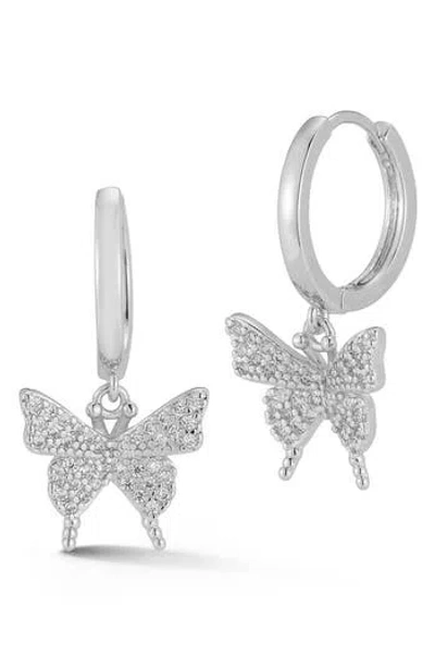 Sphera Milano Cubic Zirconia Huggie Hoop Earrings In Silver