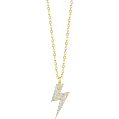 Sphera Milano Cubic Zirconia Lightning Bolt Pendant Necklace In Gold
