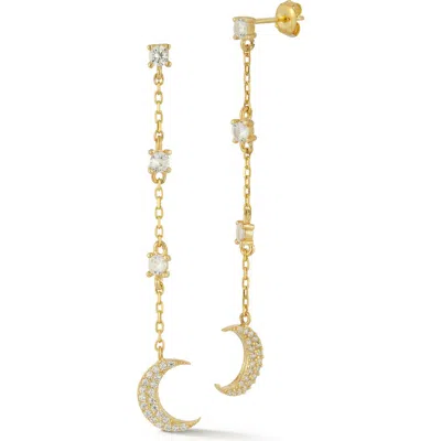 Sphera Milano Cubic Zirconia Moon Drop Earrings In Gold