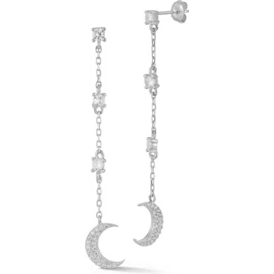 Sphera Milano Cubic Zirconia Moon Drop Earrings In Silver