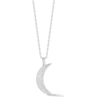 Sphera Milano Cubic Zirconia Moon Pendant Necklace In Silver