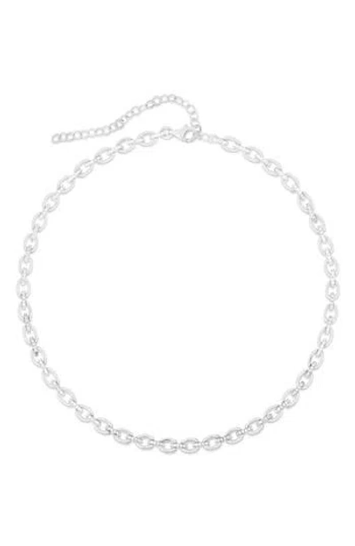 Sphera Milano Cubic Zirconia Oval Chain Choker Necklace In White