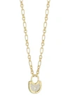Sphera Milano Cubic Zirconia Padlock Pendant Necklace In Gold