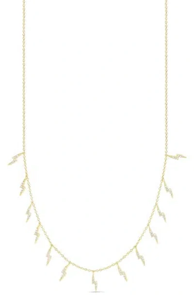 Sphera Milano Cubic Zirconia Pavé Lightning Charm Necklace In Gold
