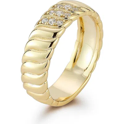 Sphera Milano Cubic Zirconia Ribbed Band Ring In Gold