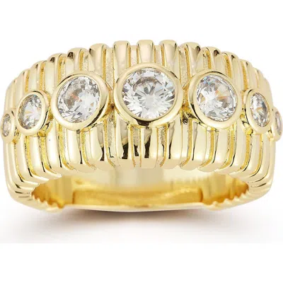 Sphera Milano Cubic Zirconia Ribbed Ring In Gold