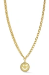 Sphera Milano Cubic Zirconia Smiley Face Pendant Necklace In Gold