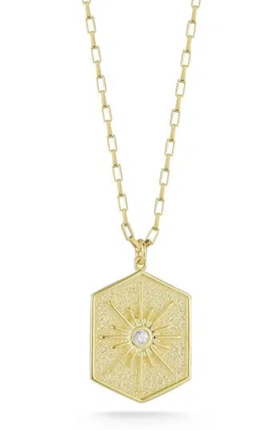 Sphera Milano Cubic Zirconia Starburst Medallion Pendant Necklace In Gold