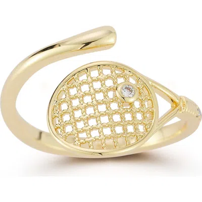 Sphera Milano Cubic Zirconia Tennis Racket Bypass Ring In Gold