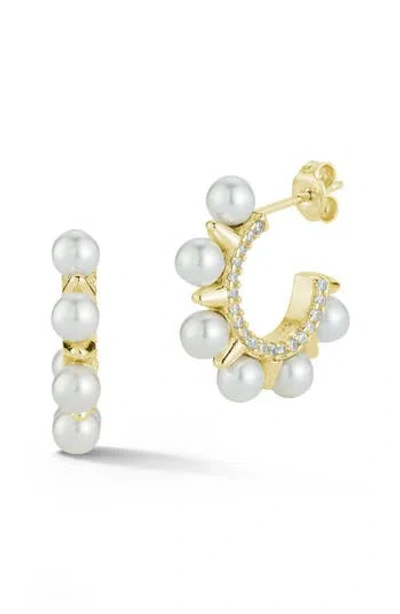 Sphera Milano Cultured Freshwater Pearl Hoop Earrings In Gold