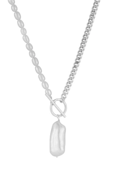 Sphera Milano Cultured Freshwater Pearl Pendant Necklace In Silver