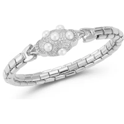 Sphera Milano Cultured Pearl Bangle In Silver