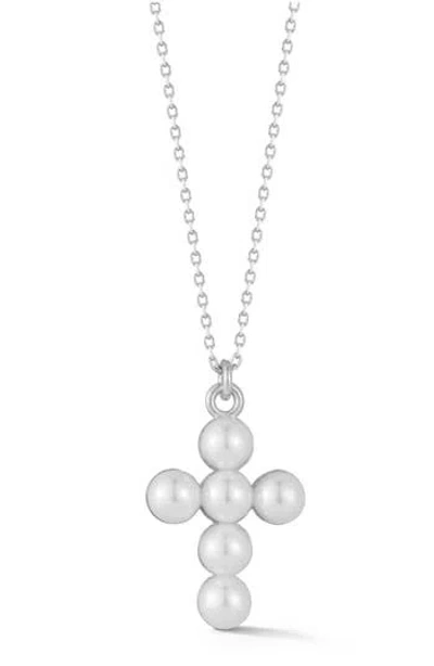 Sphera Milano Cultured Pearl Cross Pendant Necklace In Gray