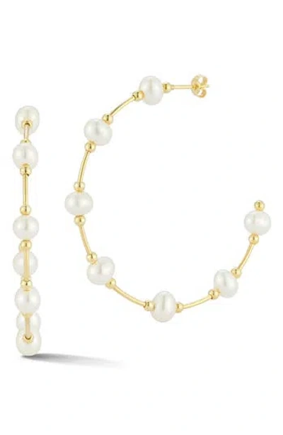 Sphera Milano Cultured Pearl Hoop Earrings In Gold