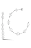 Sphera Milano Cultured Pearl Hoop Earrings In Silver
