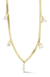 Sphera Milano Curb Chain Mixed Cut Cz Station Necklace In Gold