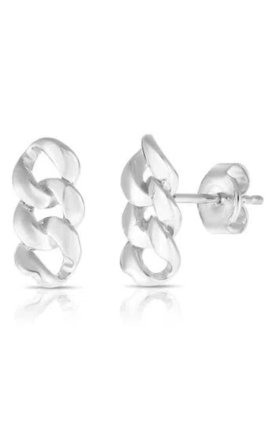 Sphera Milano Curb Chain Stud Earrings In Silver