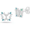 Sphera Milano Silver Synthetic Turquoise Cz Butterfly Earrings In Silver