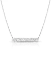 Sphera Milano 14k Over Silver Cz Baguette Bar Necklace In Metallic