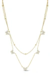 Sphera Milano Cz Butterfly Layered Chain Necklace In Gold