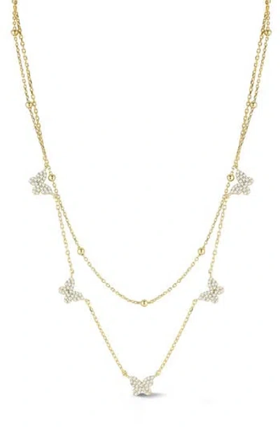 Sphera Milano Cz Butterfly Layered Chain Necklace In Gold