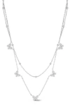 Sphera Milano Cz Butterfly Layered Chain Necklace In Silver