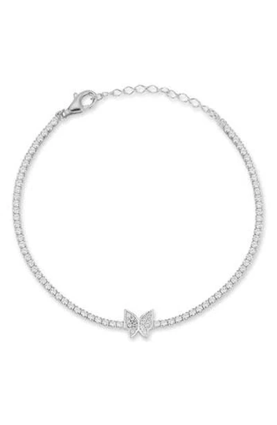 Sphera Milano Cz Butterfly Tennis Bracelet In Silver