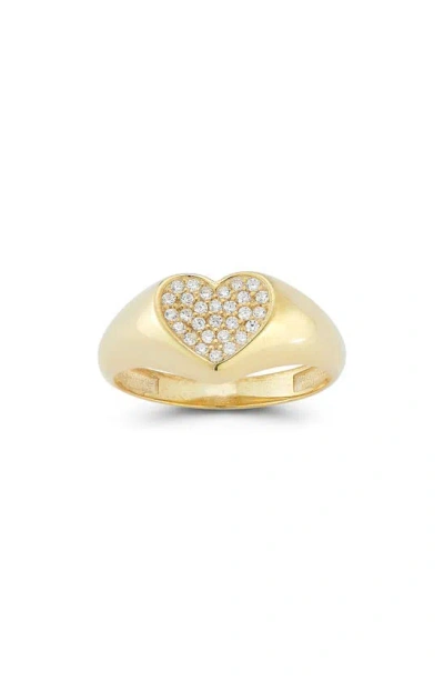 Sphera Milano Cz Heart Signet Ring In Gold