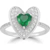 Sphera Milano Cz Pavé Double Heart Ring In Silver