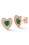 Sphera Milano 14k Rose Gold Vermeil Cz Heart Studs In Rose Gold