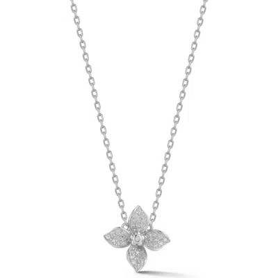 Sphera Milano Cz Pavé Flower Pendant Necklace In Silver