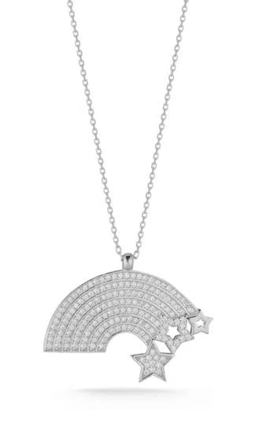 Sphera Milano Cz Pavé Rainbow Pendant Necklace In Silver
