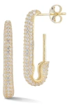 Sphera Milano Cz Pavé Safety Pin Earrings In Gold