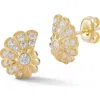Sphera Milano Cz Seashell Stud Earrings In Gold
