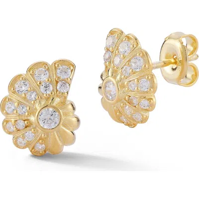Sphera Milano Cz Seashell Stud Earrings In Gold