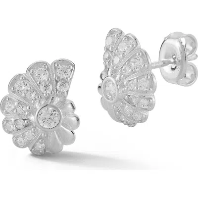 Sphera Milano Cz Seashell Stud Earrings In Metallic