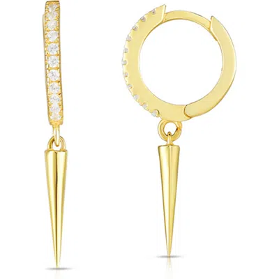 Sphera Milano Cz Spike Huggie Hoop Earrings In Gold