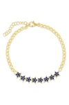 Sphera Milano Cz Star Chain Bracelet In Gold/blue