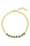 Sphera Milano Cz Star Chain Bracelet In Green
